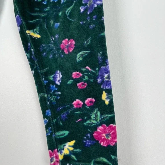 Vintage Floral Velour Leggings Pants The Rugged Bear Green Girls Size 4 - Picture 3 of 5
